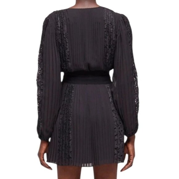 The Kooples Vestaire Lace Trim Pleated Dress Size 1 (US 4) NEW $415 - Picture 2 of 13